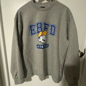 Ebbets Field Flannels Gray Crewneck Sweater with Iconic Design